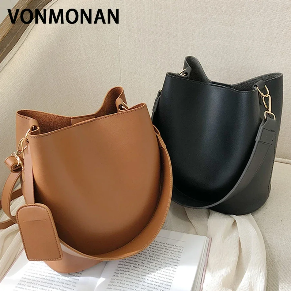 2piece/set Fashion Design Pu Leather Shoulder Crossbody Bag Casual Lady Tote Female Large Capacity Bucket purses and handbags