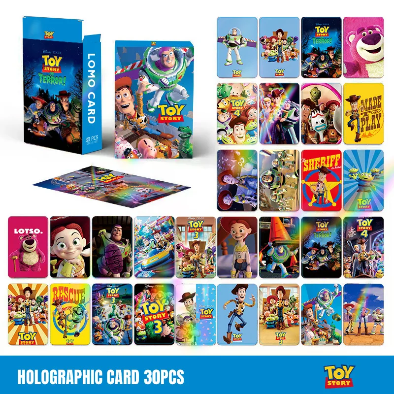 

MINIS 30 шт. карты История игрушек лазерные флэш-карты, двусторонние карты ломо, периферийная коробка аниме студенческие фотоколлекционные карты подарок