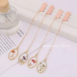 Oval Embossed Bookmark Book Accessories Student Reading Marker Crystal Pendant Aesthetic Book Binder Page Folder School Supplies