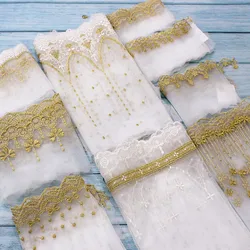 Gold Thread Mesh Lace Trim, Lengthened Lolita Clothing, Embroidery DIY, Baby Dress, Skirt, Fabric Accessories, 2Yard per Lot