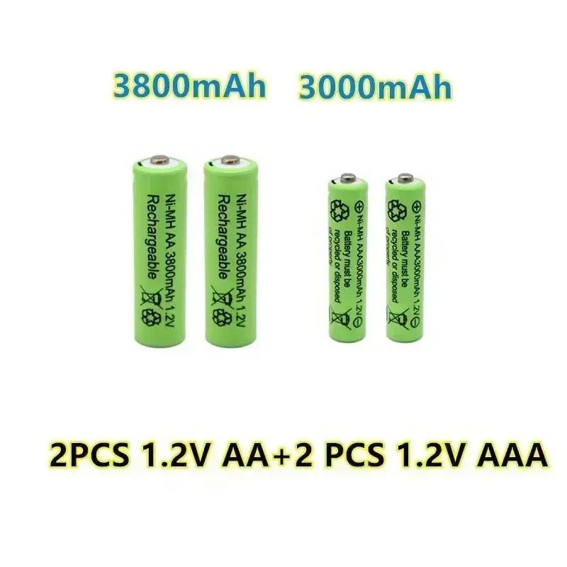 1.2V Rechargeable battery 100% genuine 1.2V AA 3800mAh +AAA 3000mAh Rechargeable battery NI-MH battery