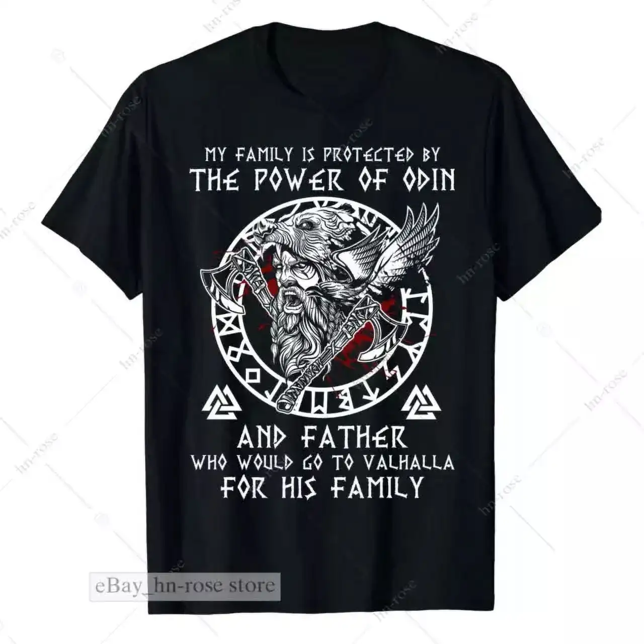 

Norse Mythology Odin Protected & Valhalla Nordic Warrior T-Shirt 100% Cotton O-Neck Short Sleeve Summer Casual Mens T-shirt