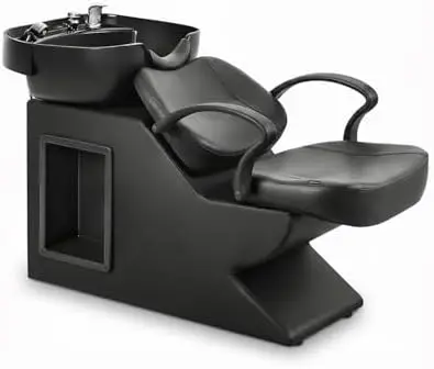 Shampoo Bowl and Chair Set, Backwash Shampoo Sink Chair , 7.87'' Deep ABS Basin  Neck Rest  PU Leather  450lbs