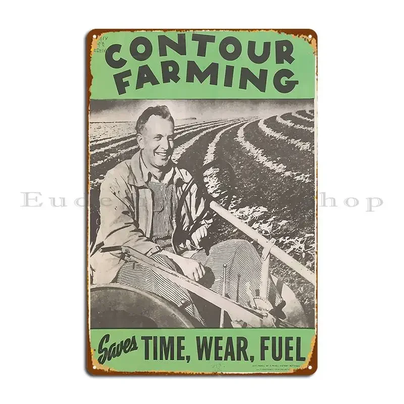 United States Department Of Agriculture Poster 0143 Contour Farming Saves Time Wear Fuel Metal Plaque Poster Bar Cave Club