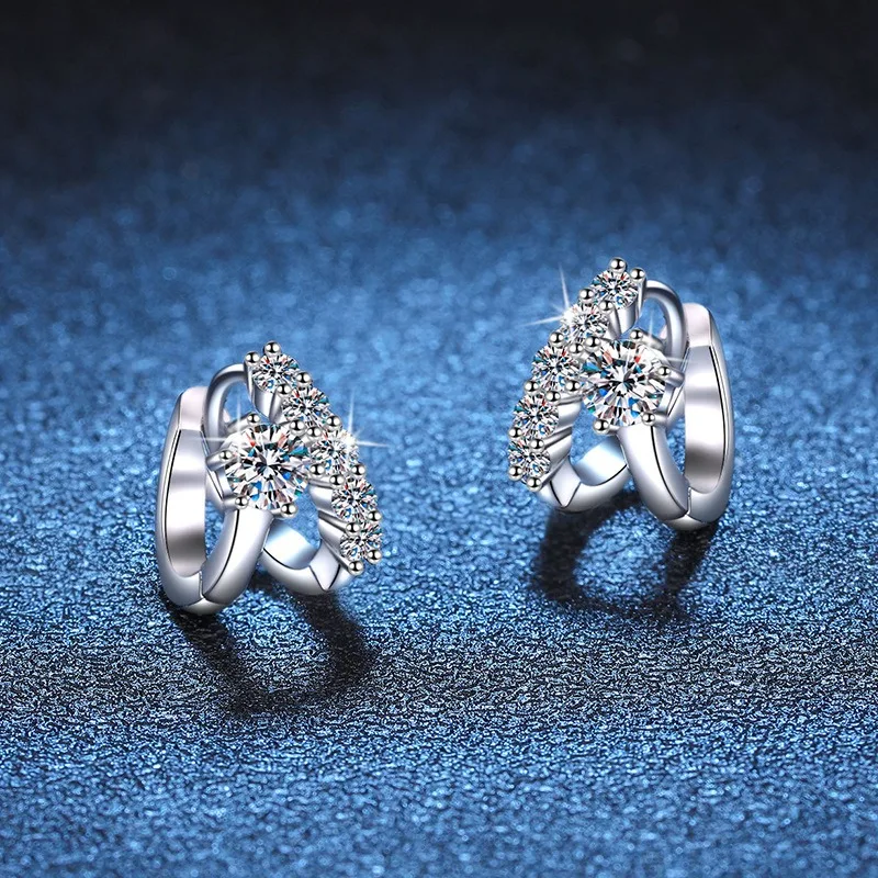 Luxury Moissanite Earrings for Women S925 Sterling Sliver Hoop Earring Wedding Party Fine Jewelry With Gift Box