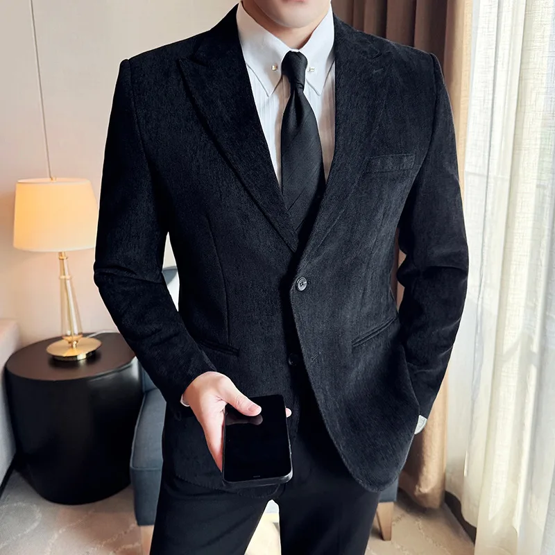 

Winter Woolen Suit Jacket Men's Thickened Warm Casual Business Blazers Fashion Slim Versatile Social Banquet Party Tops Autumn