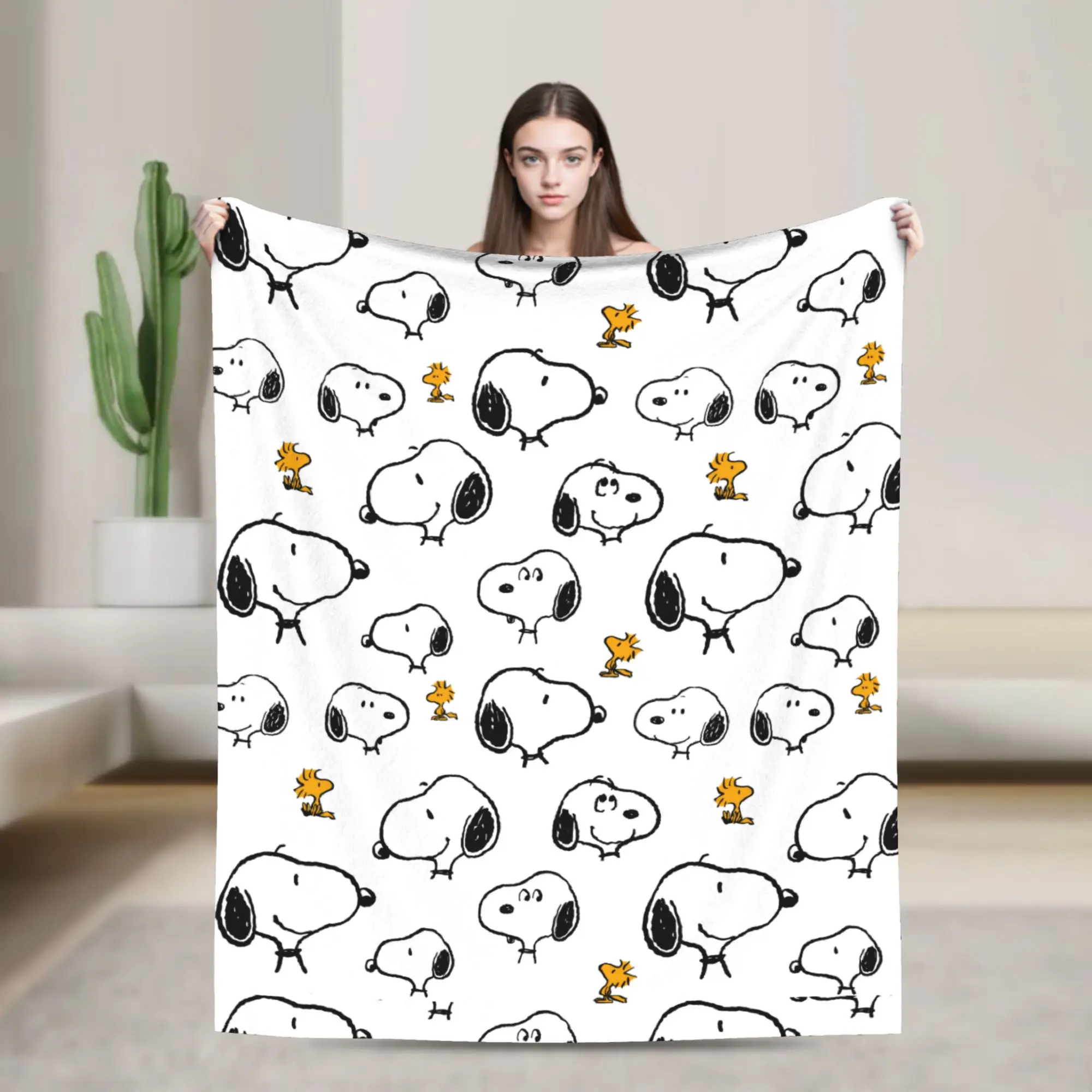 Snoopys & Woodstock Pattern Blankets  Fleece Funny Soft Throw Blankets for Bedspread  Winter