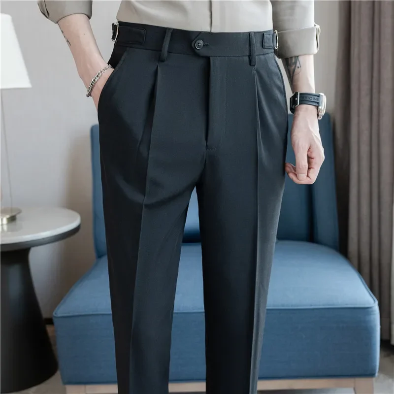 

Pop Lyocell Tencel Formal Suit Pants For Men Slim Business Pants For Men Naples Elasticated Waist High Quality Suit Pants