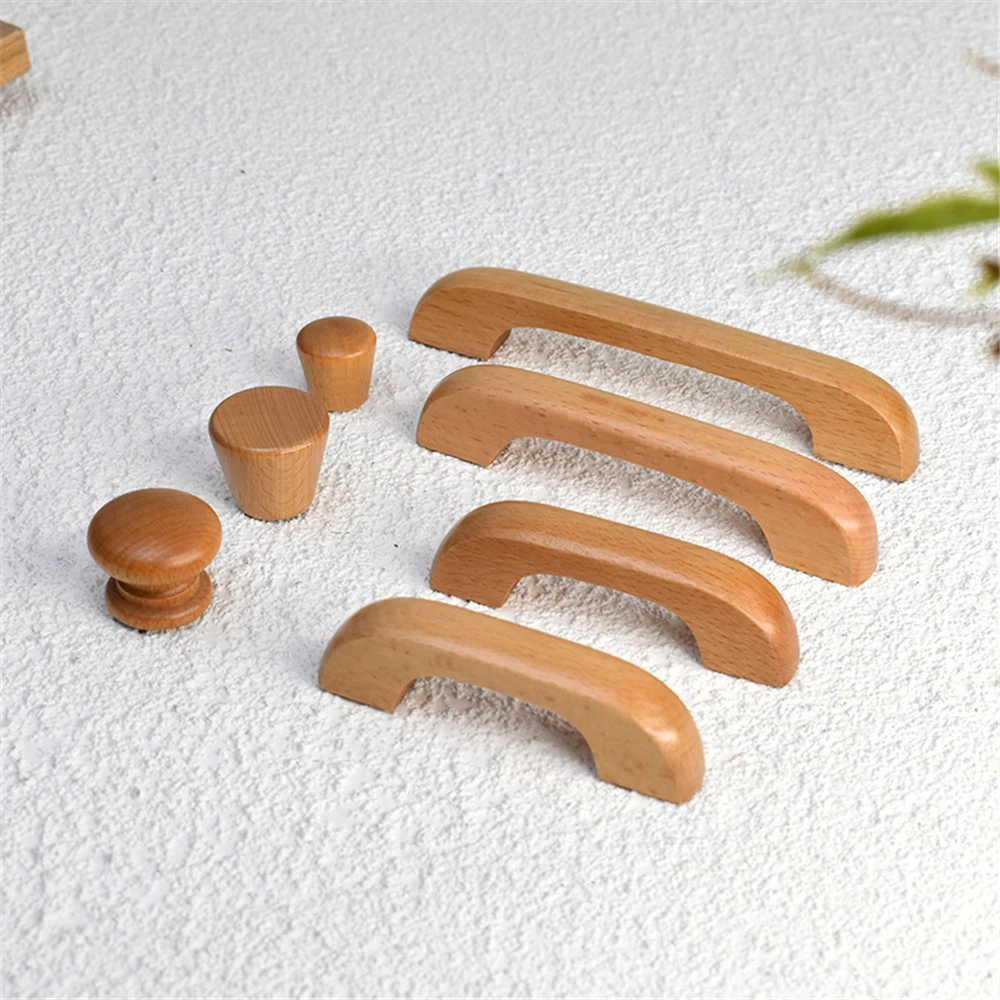 Wooden Furniture Handles Kitchen Cabinet Handle Drawer Solid Wood Knobs For Drawers Dresser Knobs Wardrobe Pull Hardware Handle