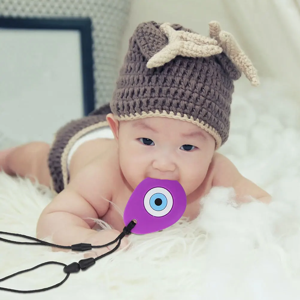 

3Pcs Baby Teether Necklace Smooth Round Evil Eye Pendant Promotes Oral Development Safe Comfortable Biting Action