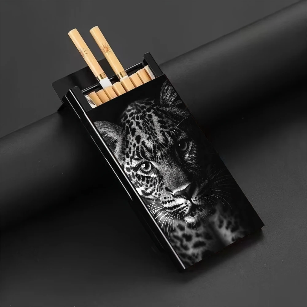 

Leopard patterned metal cigarette box,Classic,Useful,Retro Style,For Men Daily Life Work Business Party Festival Birthday Gift