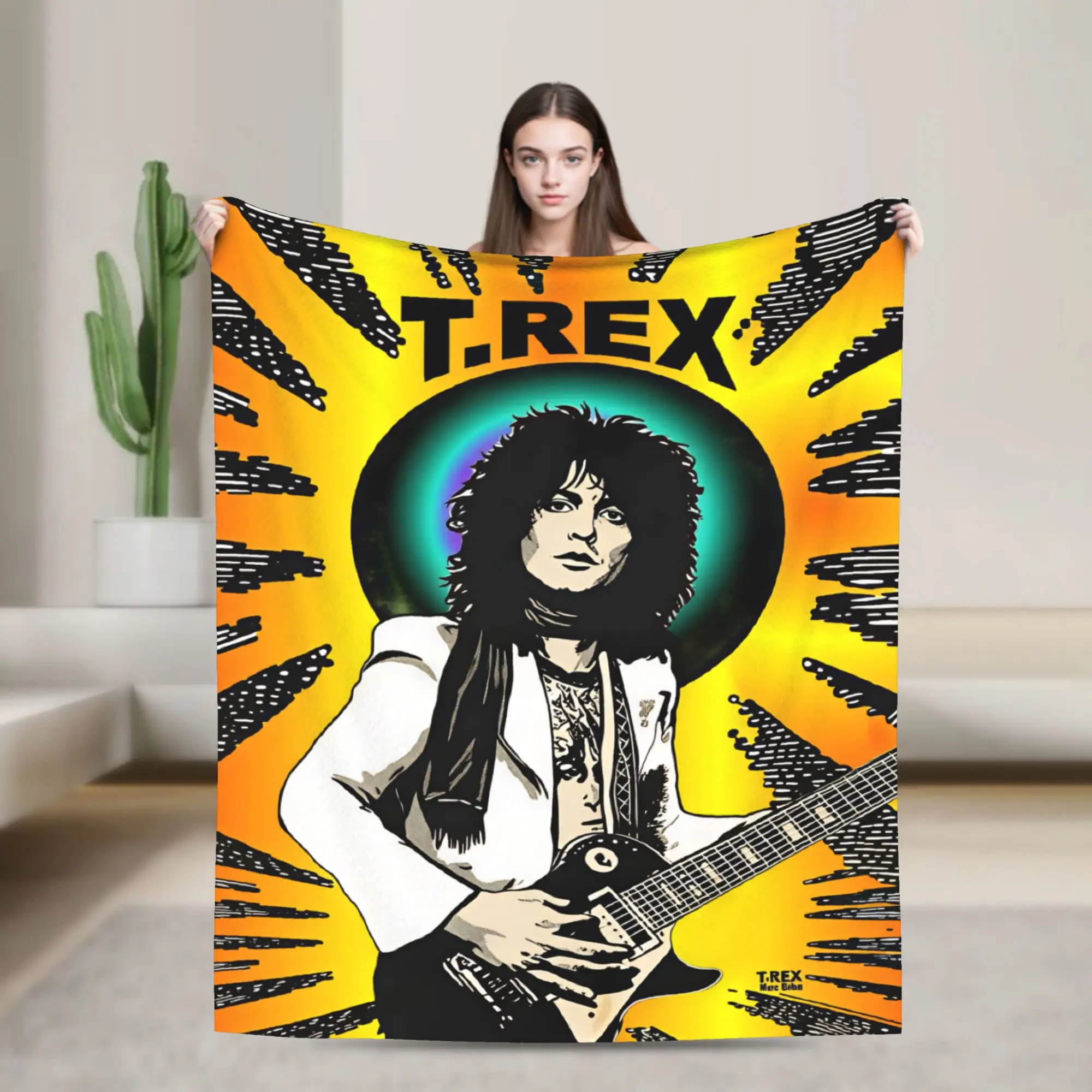 Mark Bolan T-REX Flannel Blanket  Soft Durable Throw Blanket for Couch Bed Travel Office Graphic Bedspread Sofa Bed Cover