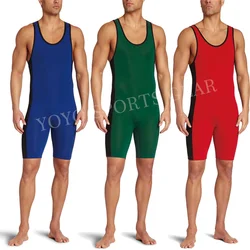 Solid Color Wrestling Singlet Bodysuit Leotard Underwear GYM Triathlon PowerLifting Clothing Swimming Running Skinsuit