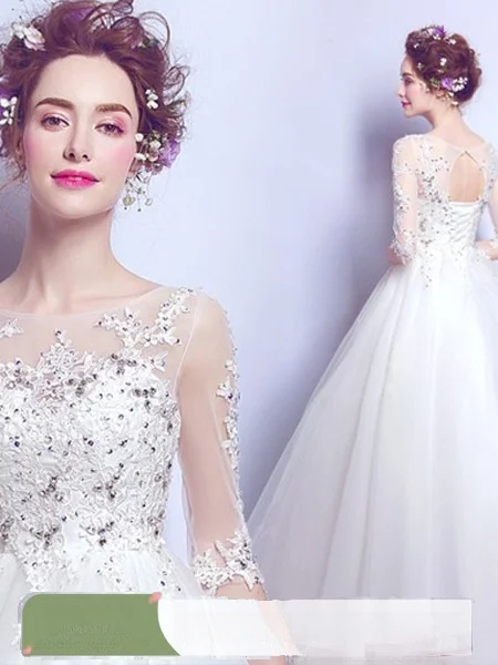 

Angel Wedding Dress Elegant Long Sleeve Diamond Studded Princess Bride Gown One Shoulder Style Fairy Tale Dream Forest System