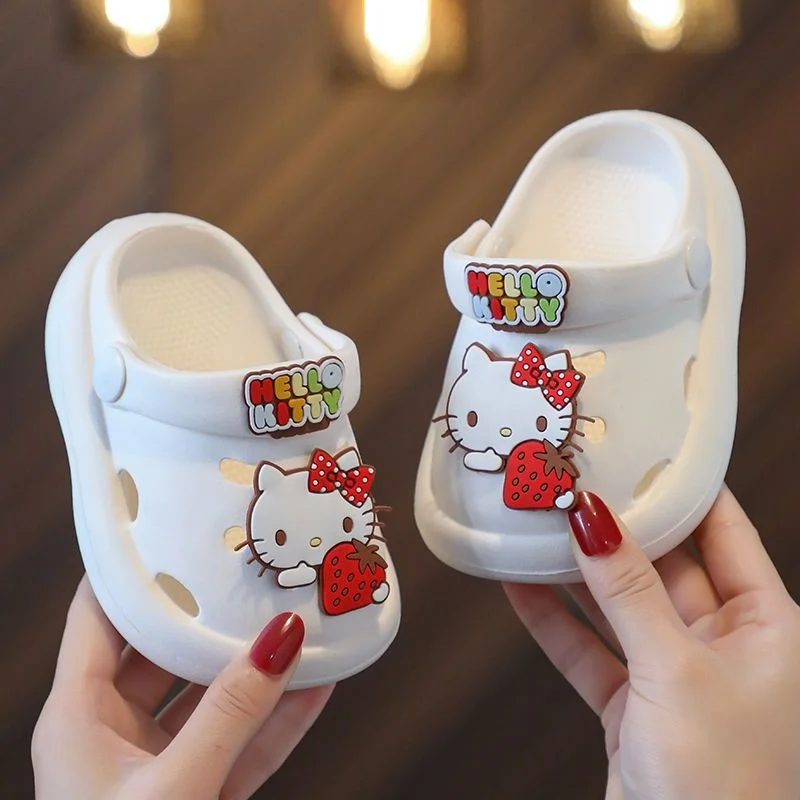 Sanrio Hellokitty Children Cave Shoes Cute Cartoons Kids Summer Garden Beach Slippers Sandals Cave Hole Baby Shoes For Boys Girl