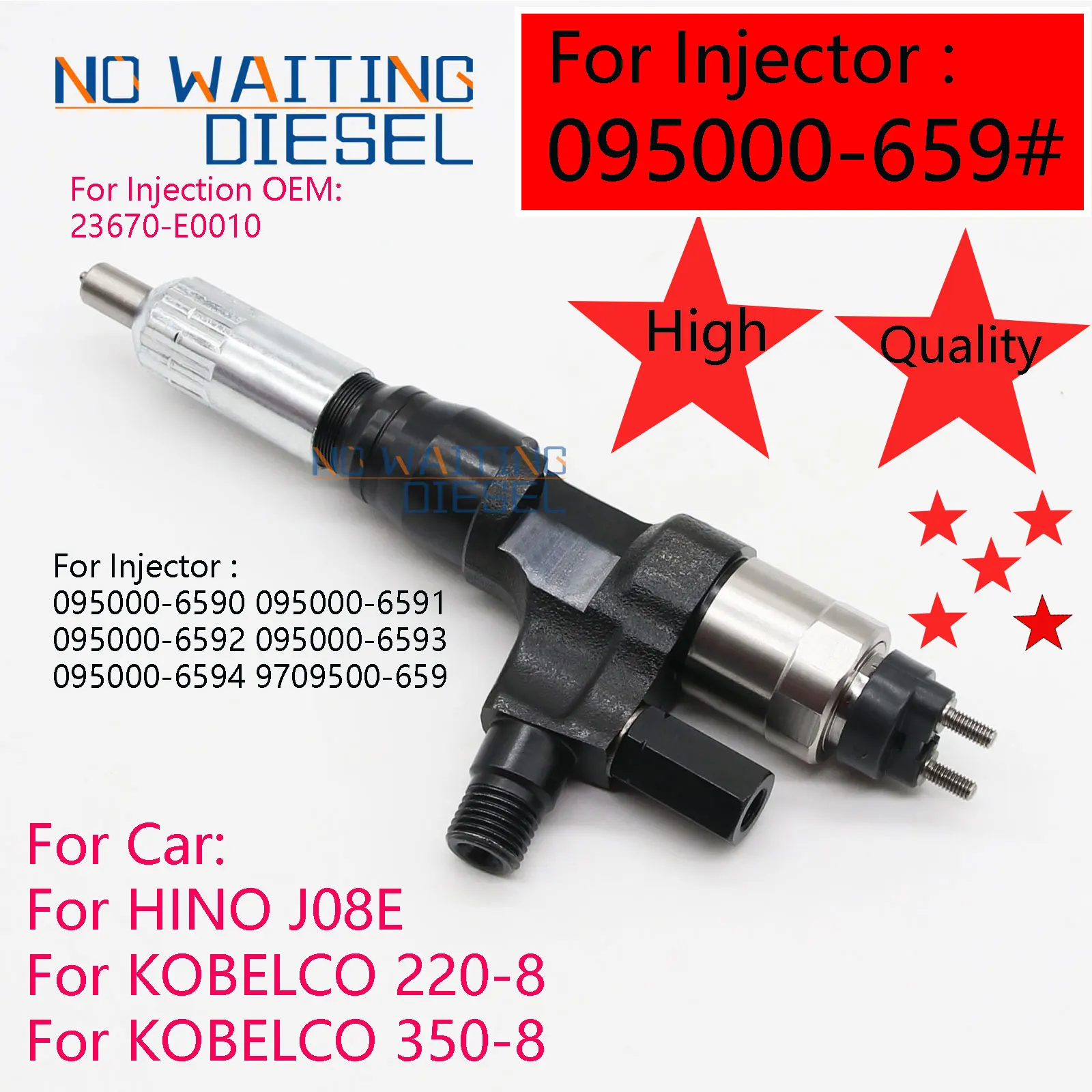 095000-6594 9709500-659 Diesel Fuel Injector 9709500659 Diesel Engine Injection 0950006594 For KOBELCO 350-8 23670-E0010