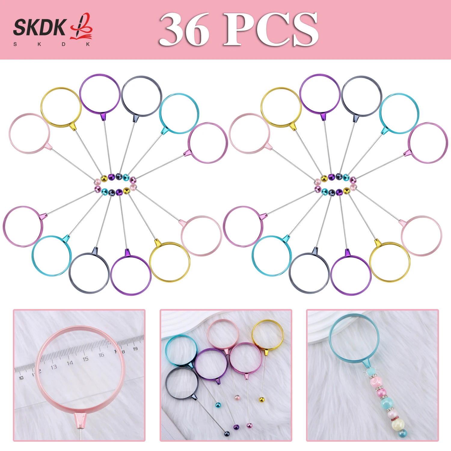 

36Pcs DIY Beaded Magnifying Glass Bookmark – Creative Keepsake Featuring Bead Decorations plus Mini Magnifier