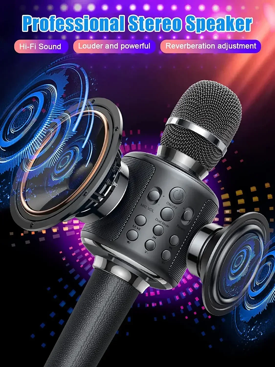 

with Duet Sing/Record/Play/Reverb Adult/Kid Gift for Home KTV Karaoke Microphone Bluetooth Wireless Mic Portable Singing Machine