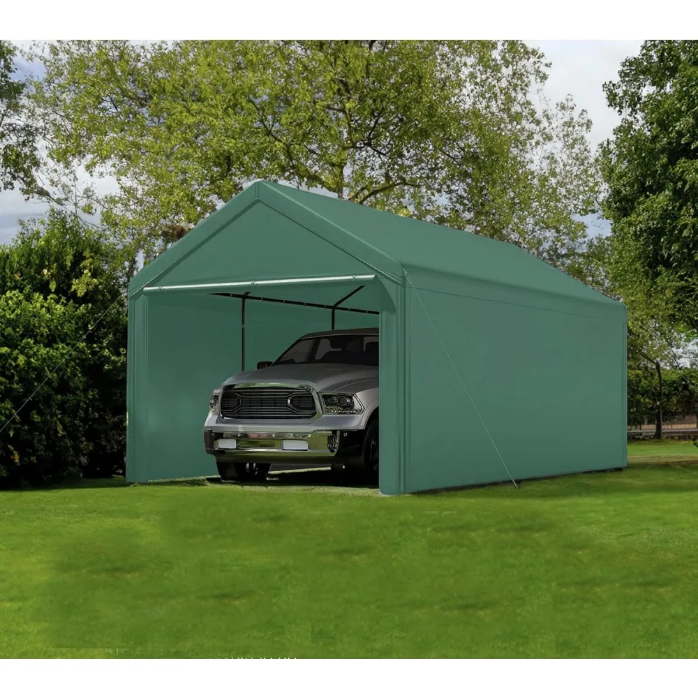 Carport 10'x20' Heavy Duty Steel Canopy ,Party Tent,All-Season Tarp for CarPortable Garage with Removable Sidewalls&Doors