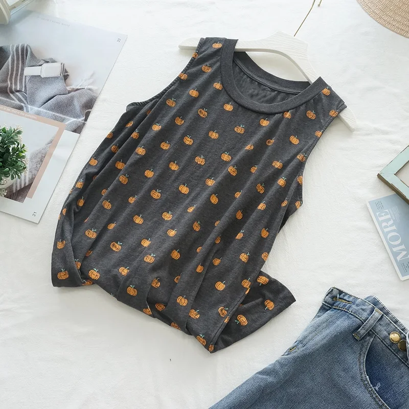 

Летняя повседневная спортивная универсальная майка-топ для студенток, модный принт, большие размеры, без рукавов, верхняя одежда