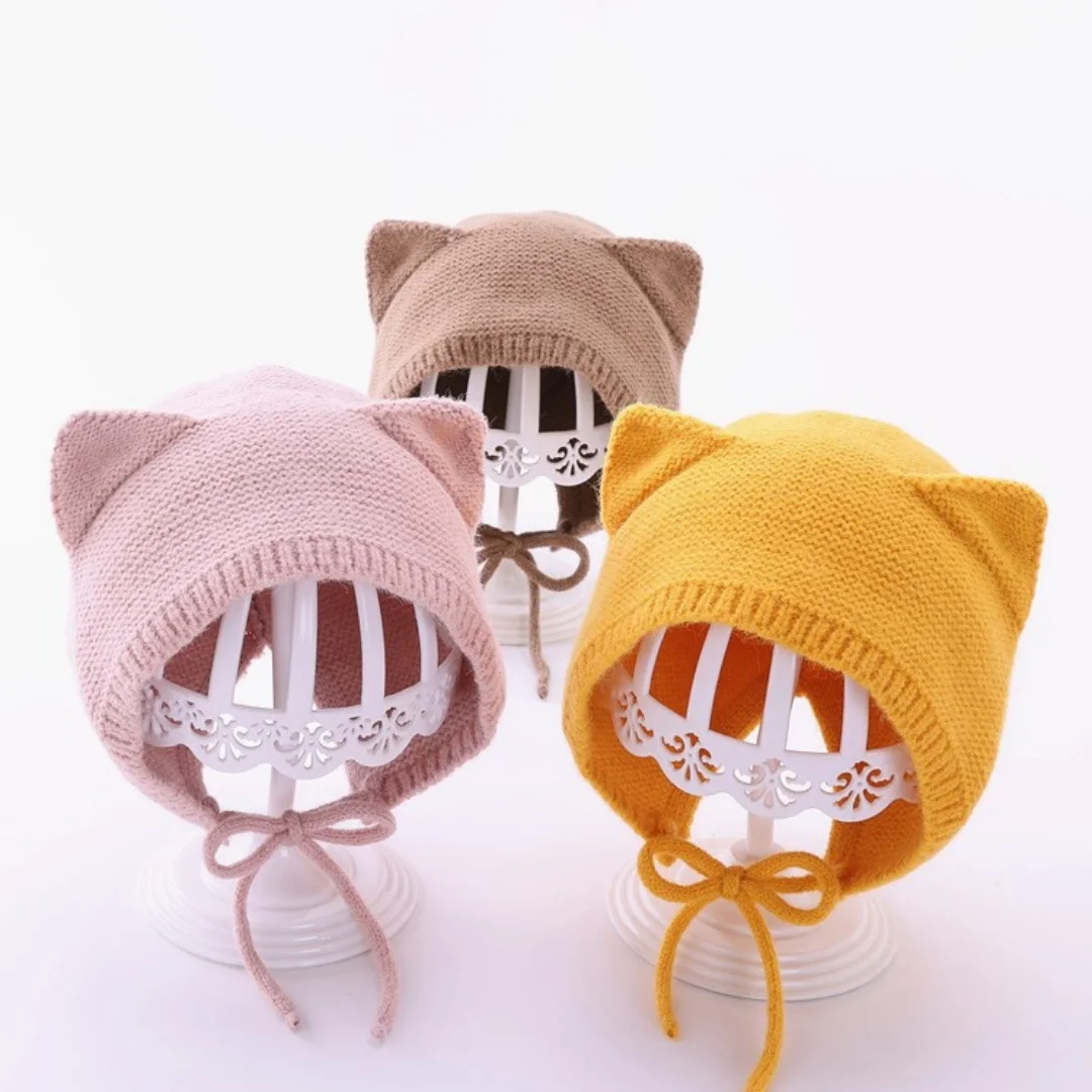 

Cute Knitted Baby Hat Newborn Thick Warm Girl Boy Beanie Winter Ear Warm Cap Kids Boy Girls Hats Bonnet for Newborn Sweet Caps