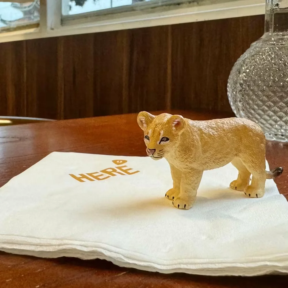 Simulation Standing Lion Cub Wildlife Animal Model Toy Mini Figures Dolls Action Figurines Toys Children Gift Cake Decoration