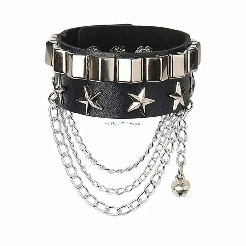 European and American Punk Lovers Rivet Bracelet Star-shaped Leather Bracelet Non-mainstream Rock Bracelet Jewelry