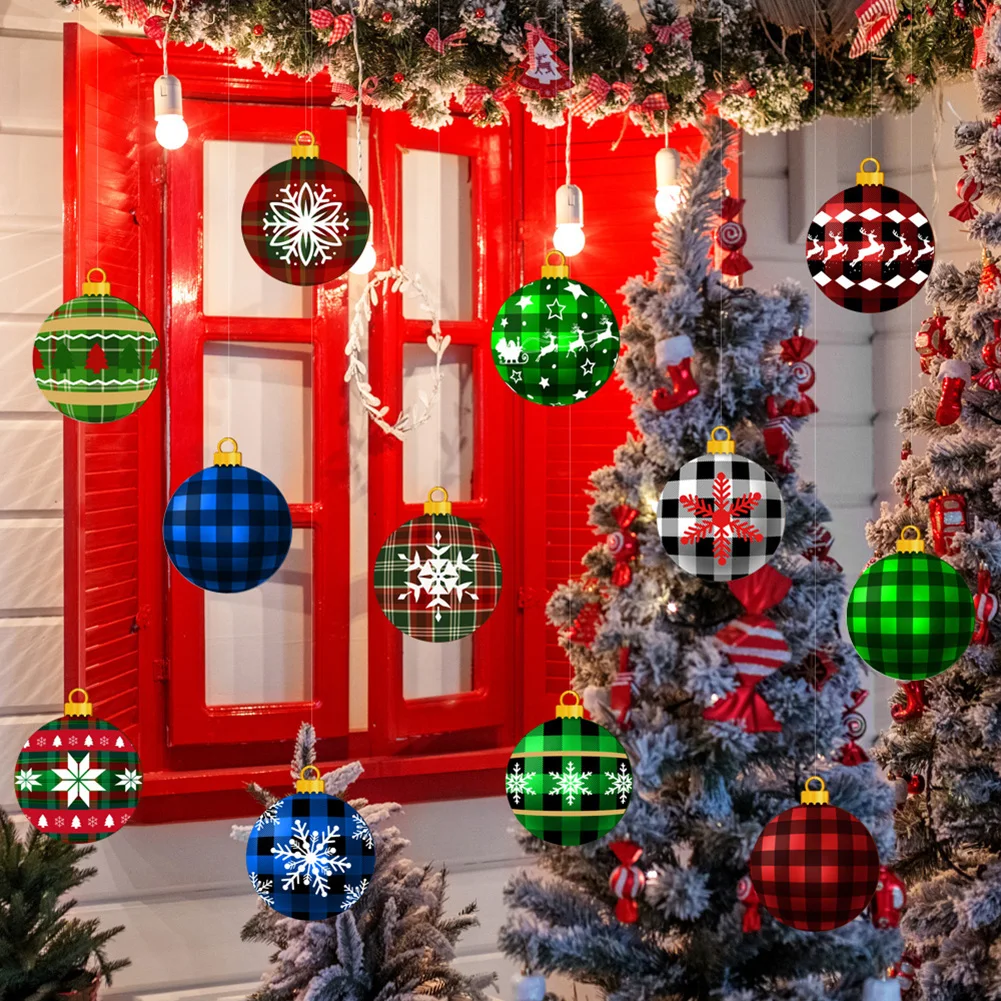 

Рождественские уличные украшения для вывесок, 24 шт., двусторонние украшения для двора и сада, атмосферостойкая пластиковая конструкция