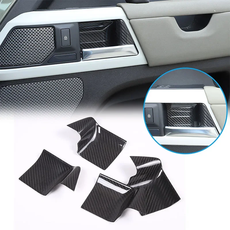 

Real Carbon Fiber Car Inner Door Bowl Protector Cover Trim Sticker For Land Rover Defender 90 110 2020-2024 Interior Accessories