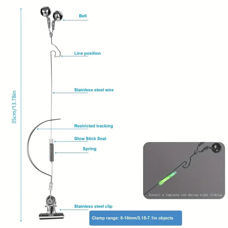 1pc Stainless Steel Fish Bell Alarm, Adjustable Fishing Bite Alarm Indicator, Fishing Tackle image 2