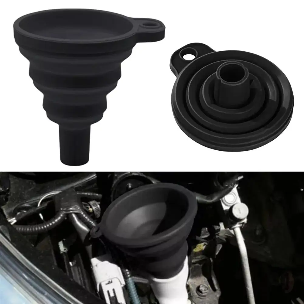 Foldable Silicone Car Funnel Silicone Separation Filter Auto Refueling Portable Funnel Engine Leak Telescopic Petrol Oil To Z1R7