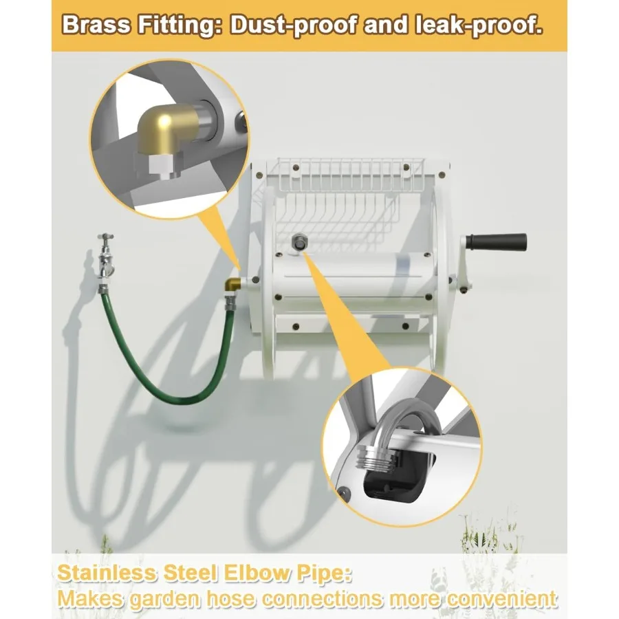 Triangle Wall Mounted Garden Hose Reel for Outdoor Use HeavyDuty Water Hose Holder with 125 Ft Capacity for 5 8Inch Hose and 3.