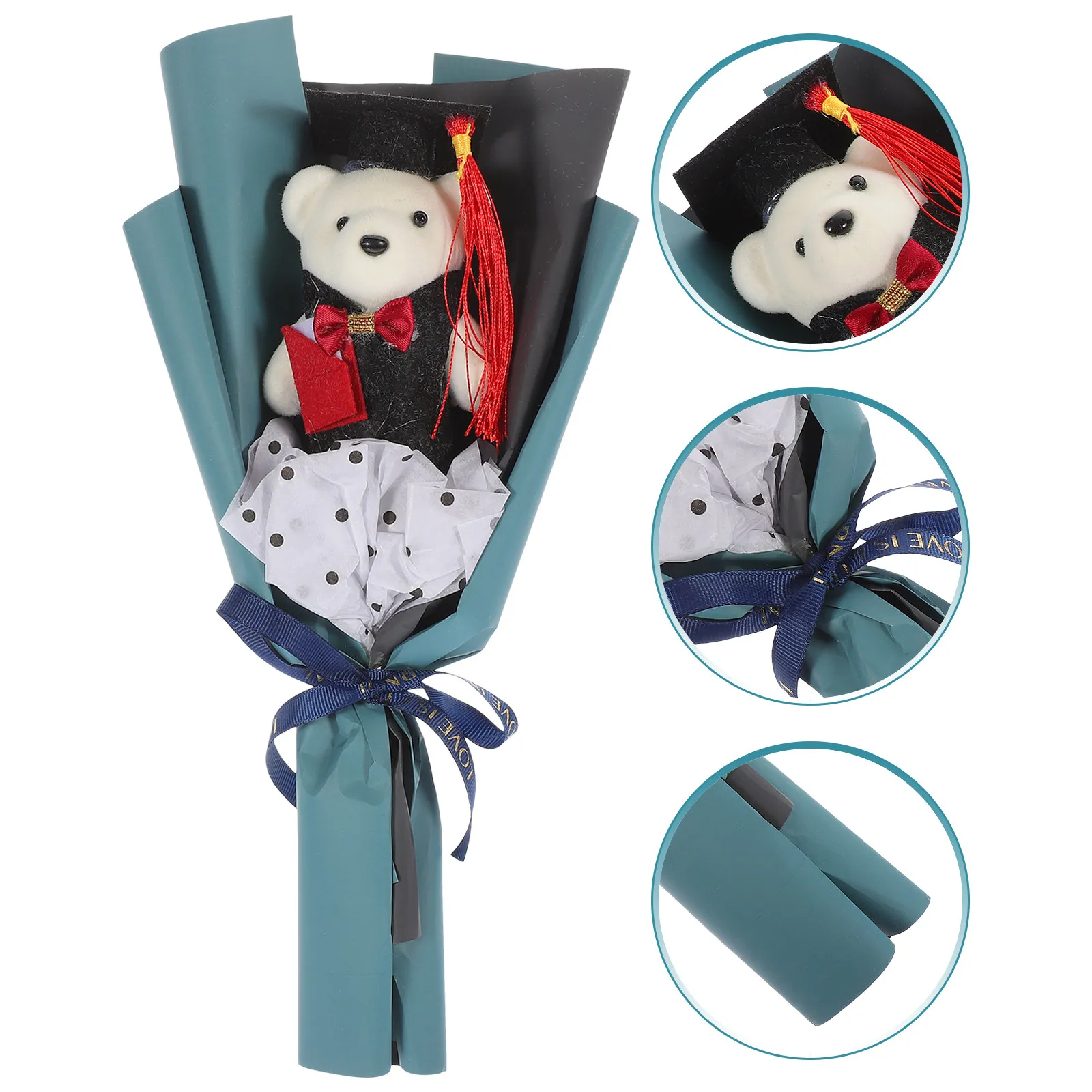 

Graduation Bear Bouquet Exquisite Craftsmanship Soft-Touch Bear Design Vibrant Visual Appeal Ideal Graduation Gift Bouquet Decor