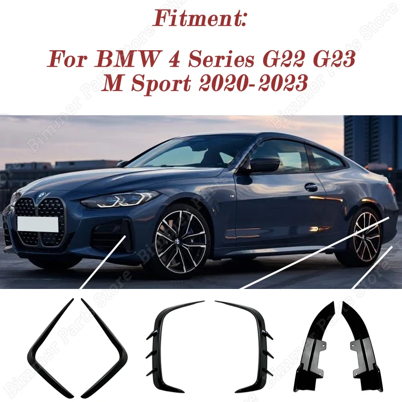 Car Front Rear Bumper Side Spoiler Canards Splitter Diffuser Body Kits Accessories for BMW 4 Series G22 G23 M Sport 2020-2023