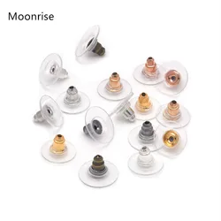 100pcs Bullet Clutch Earring Backs with Pad Ear Nut Stainless Steel Earring Stopper Plugs For Jewelry Findings Components