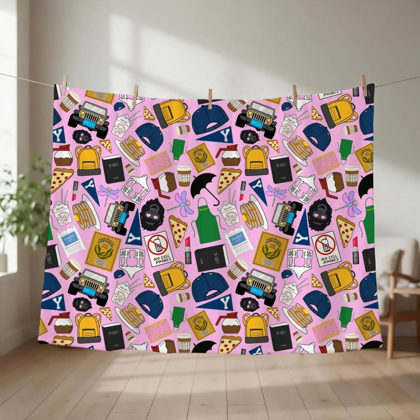 Ultimate Fan Pattern Icons All Over Print Pink Pack Throw Blanket Extra Large Throw Decorative Beds Furrys Furry Blankets