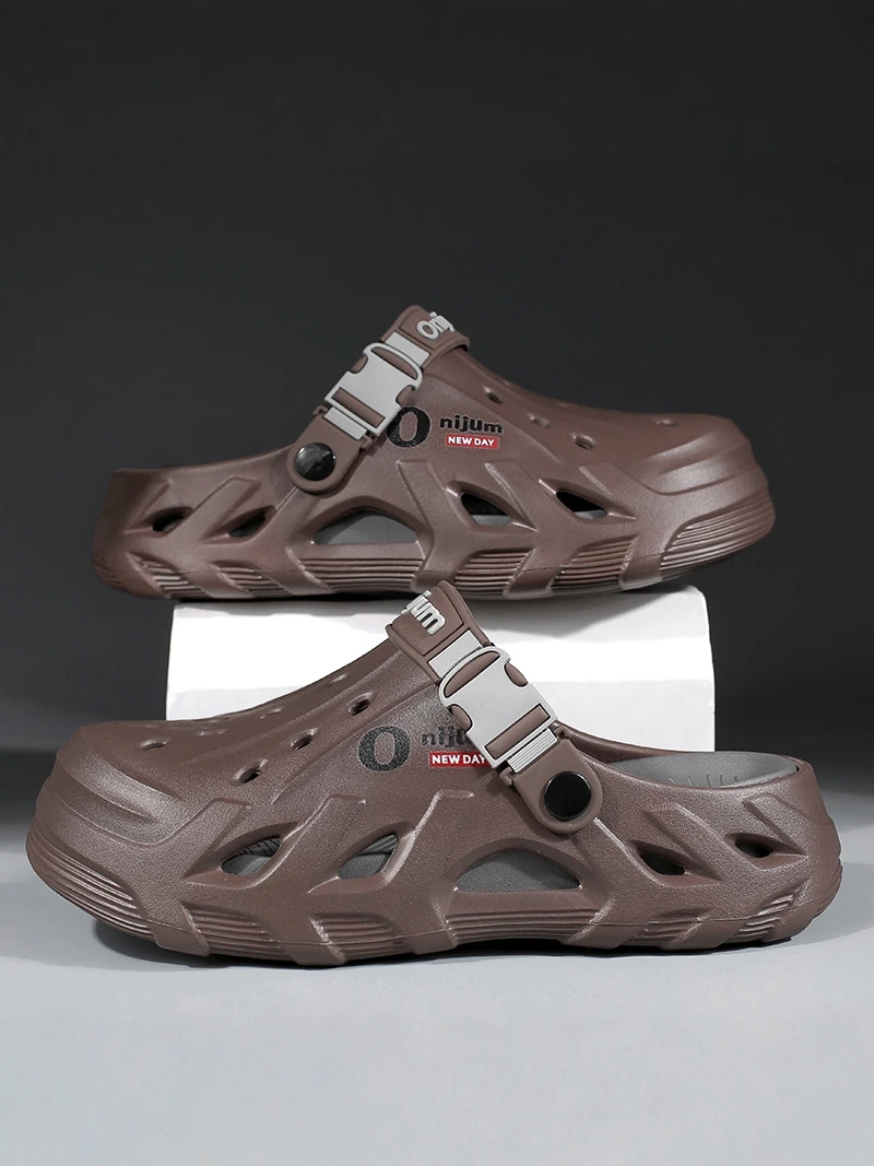 

Men's Summer Breathable Beach Sandals Office Wear Half Slippers Durable Sporty Outdoor Slippers Thick Heel EVA Material