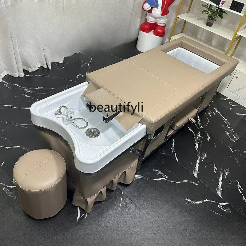 

lBeauty Salon Does Not Need to Connect to the Downcomer Water Storage Shampoo Chair Comes with Water Heater Head Treatment