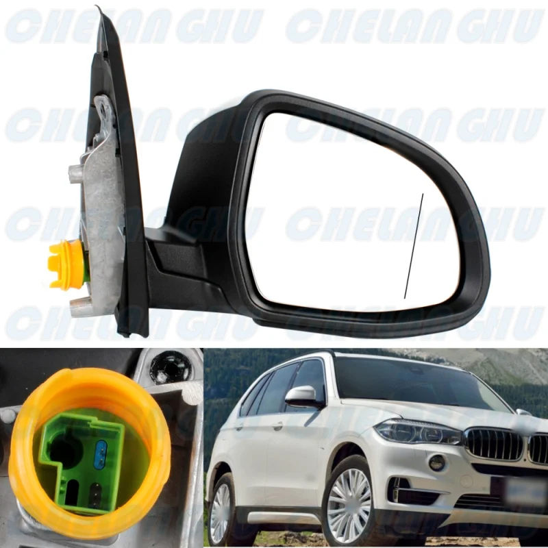 

Right Side 5 Pins White Painted Heated Power Fold Blind Line Turn Lamp Mirror Assembly For BMW X5 F15 2014 2015 2016 2017