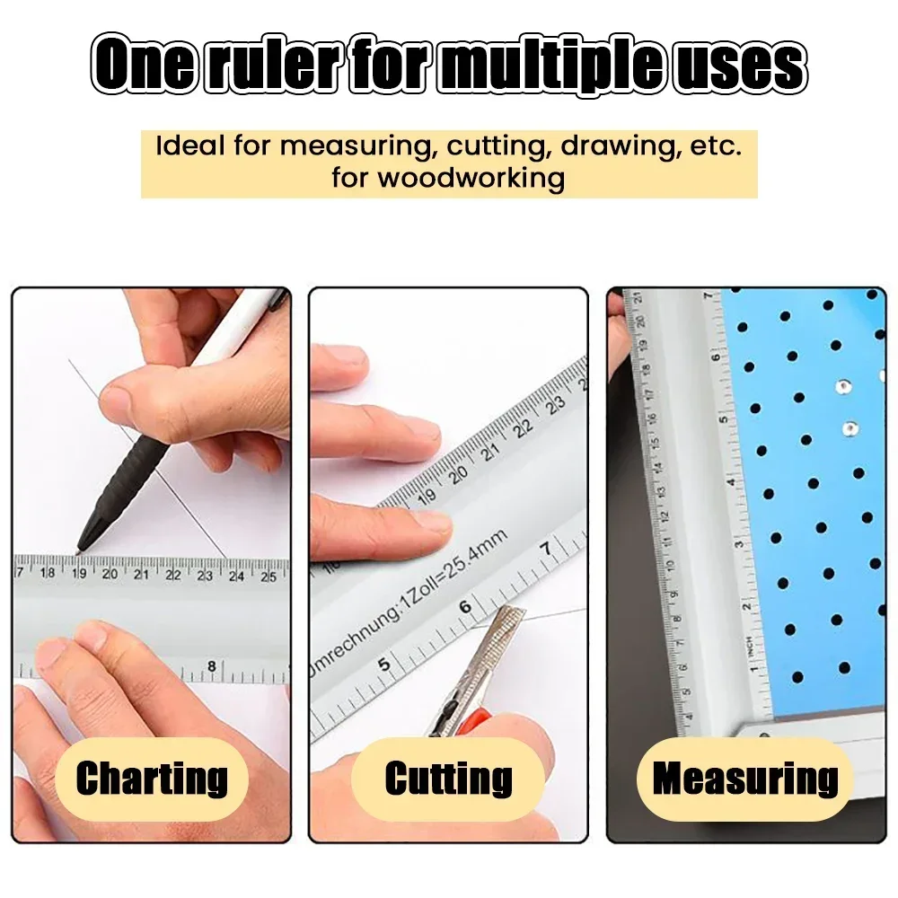 90 Degree Angle Ruler Stainless Steel L Shape Ruler Double Sided Scale Ruler Measuring Tool Metal Straight Woodworking Tools