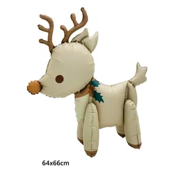 Merry Christmas 3D Standing Elk Sleigh Balloons Set Series Modeling Aluminum Film Balloon Christmas Decor For Home Xmas Ornament