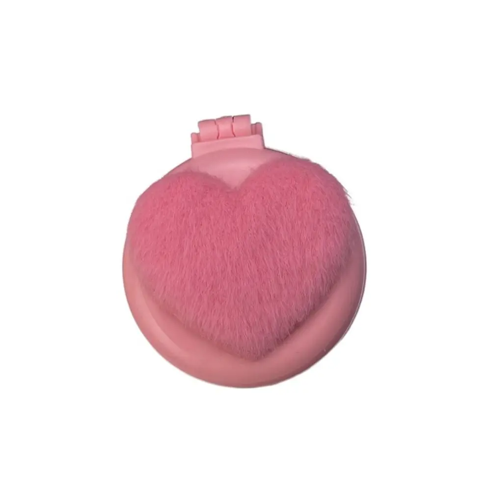 Mini Peigne Pliant Rond Rose avec Miroir pour Fille, Brosse à Cheveux de Poche Anti-Leges, Coussin d'Air Compact, Style Princesse, Décor d'Amour