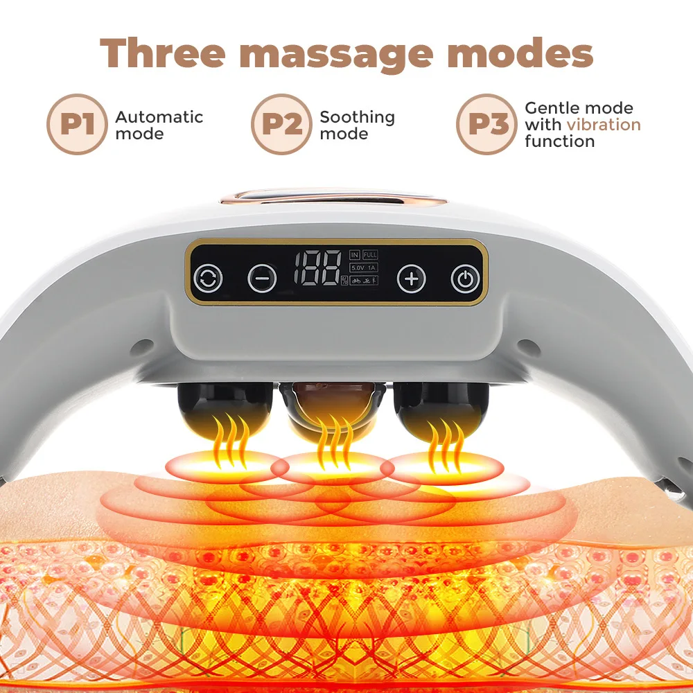 Electric Abdominal Massager Waist Belly Vibration Massage Home Weight Loss Heated Kneading Abdomen Belt with 3 Massage Modes