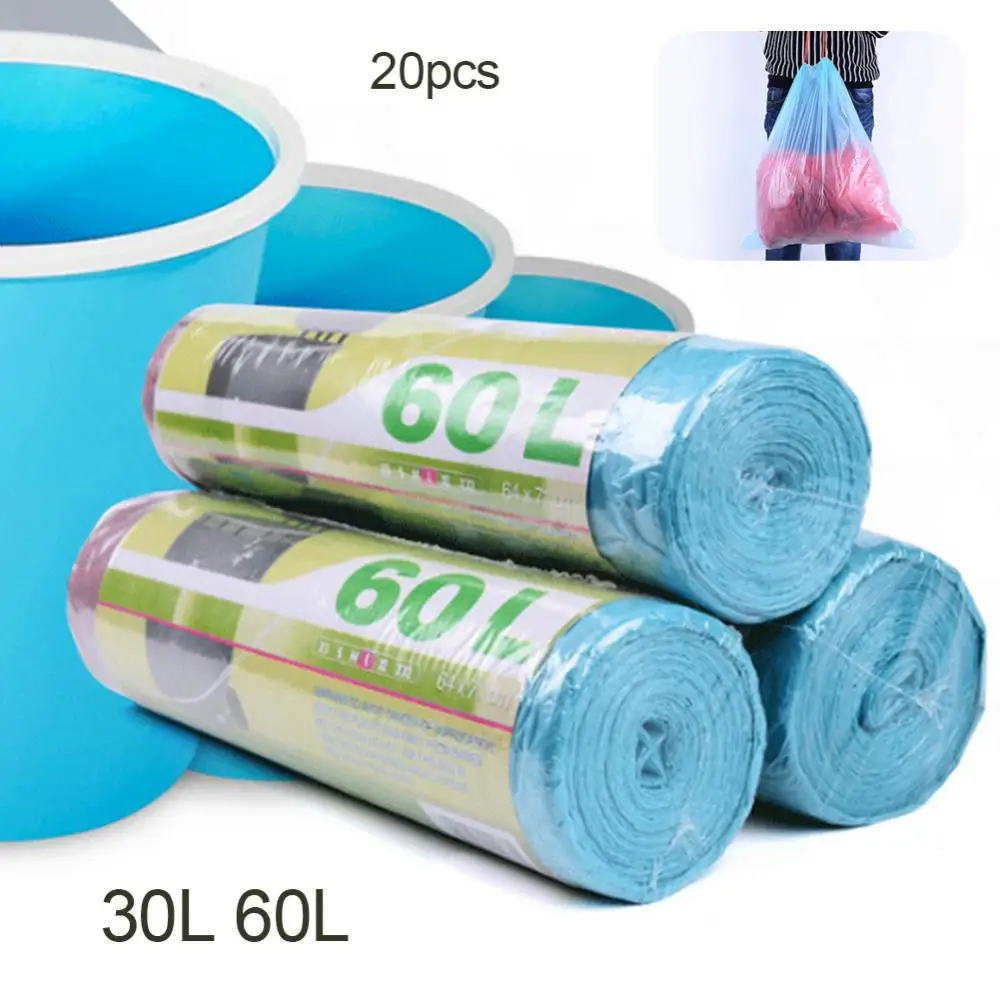 20Pcs 30/60L Thicken Auto Drawstring Trash Garbage Bag Kitchen Rubbish Pouch