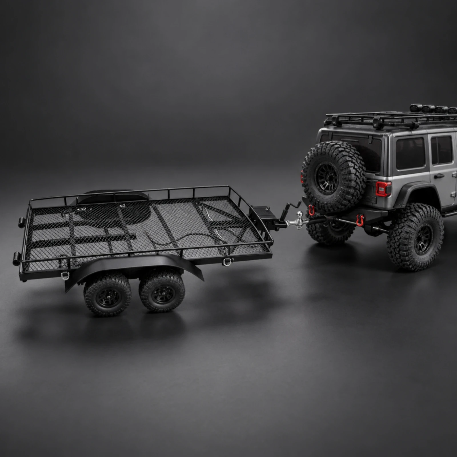 1/10 Scale RC Flatbed Trailer Rugged Twin-axleAxle RC Crawler Trailer Adjustable for Outdoor Crawling Sessions