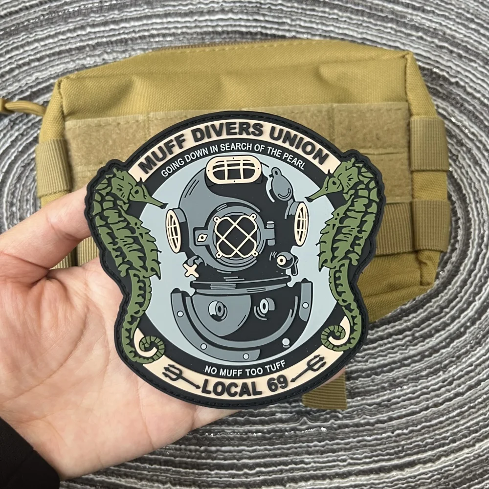 Muff Divers Union PVC Patch Backpack Hook&Loop Patches for Clothes Tactical Stickers NO MUFF TOO TUFF Morale Badges