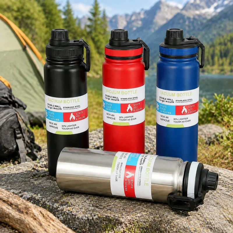 Insulated Stainless Steel Thermal Bottle 600-1000ML Vacuum Flask for Sports and Car Use, Maintains Temperature Hot or Cold