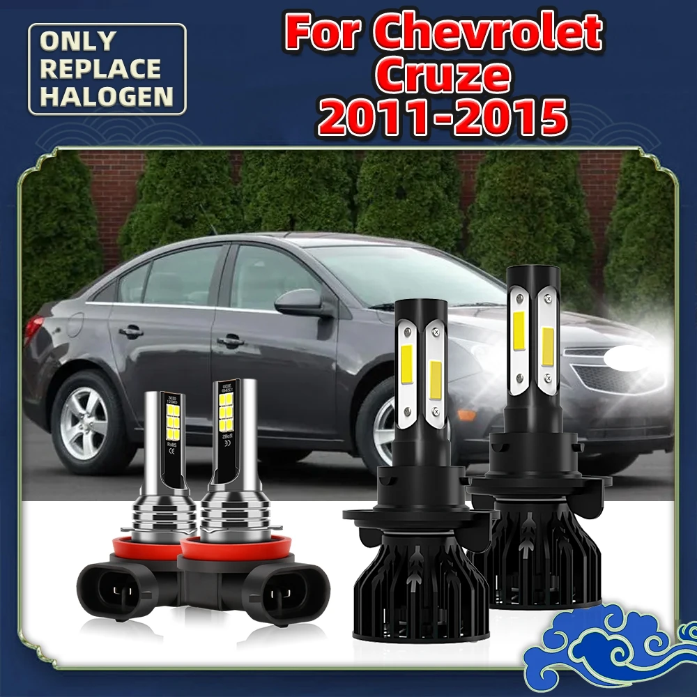

LED 360° Headlight Bulbs Hi/Lo Beam + Auto Fog 12V Replace Conversion Kit For Chevrolet Cruze 2011 2012 2013 2014 2015 Car Luces