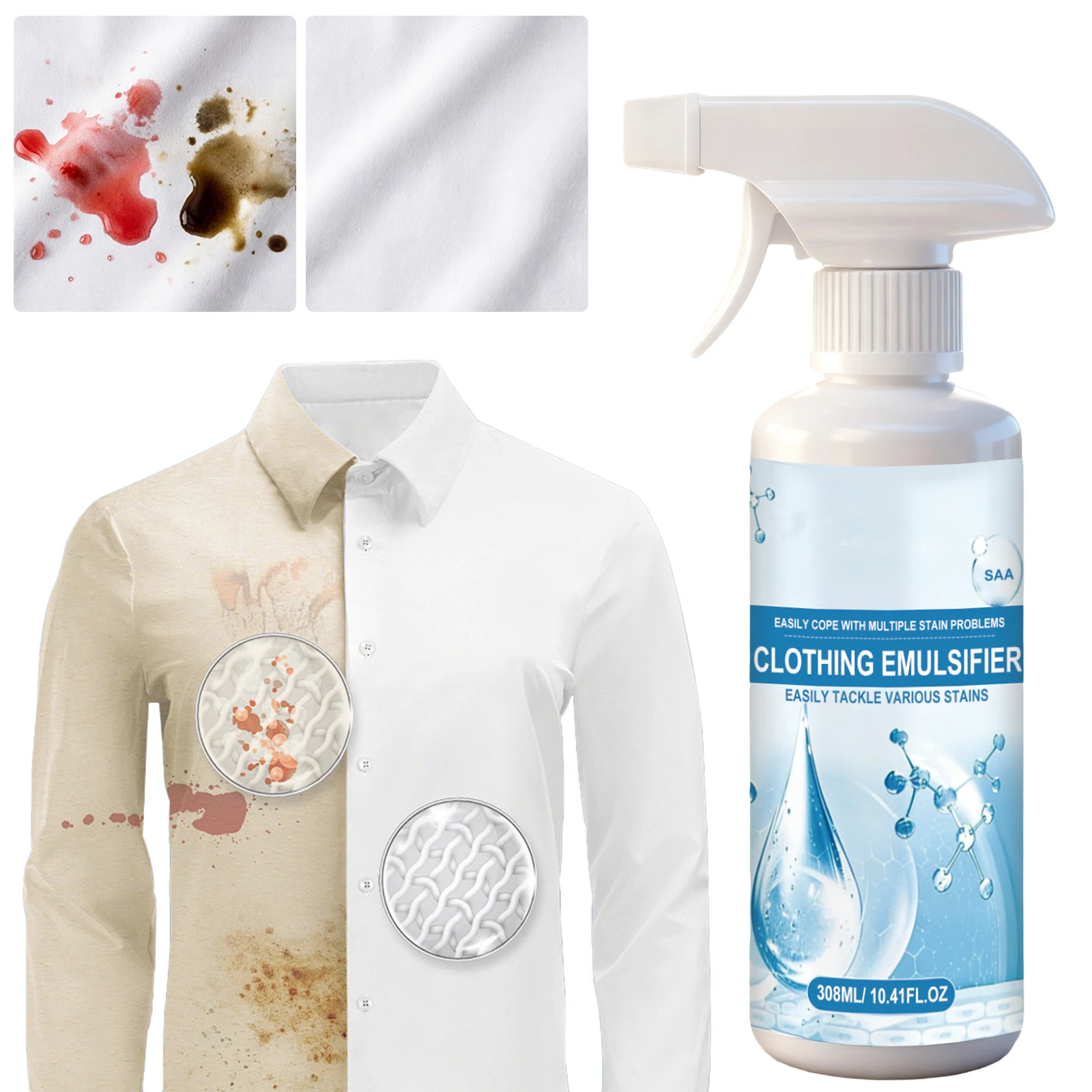 Spot Stain Eliminator Precise Application Strong Decontamination Detergent Powerful Stain Removal Spray for Vintage Clothes