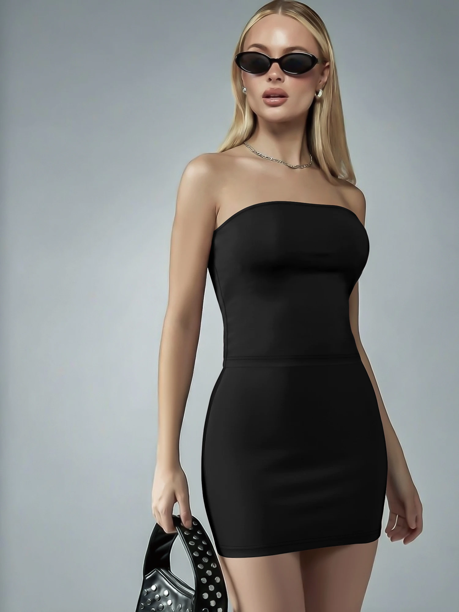 Y2K Summer Tube Top Skirt Set, Curvy Bodycon Outfit for Tropical Beach Vacation